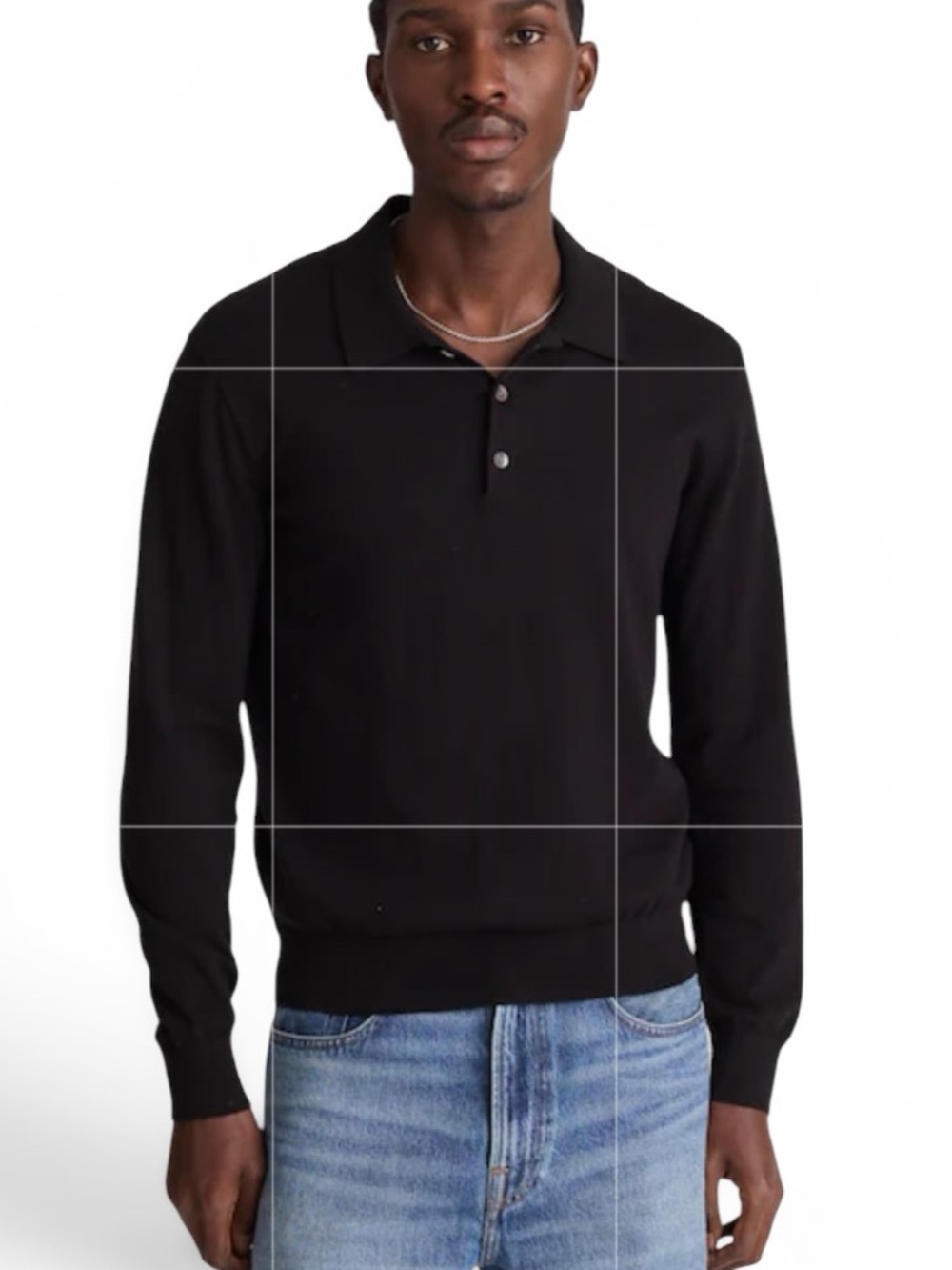 Madewell Men's Long-Sleeve Sweater Polo Breathable Black Cotton NWT Size Large